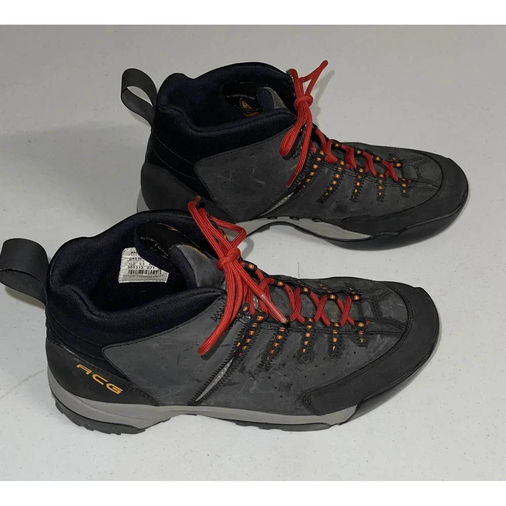 Nike ACG Air Mens Hiking Boots Black Grey Red 305313-071 Vintage 2004 Size 10.5